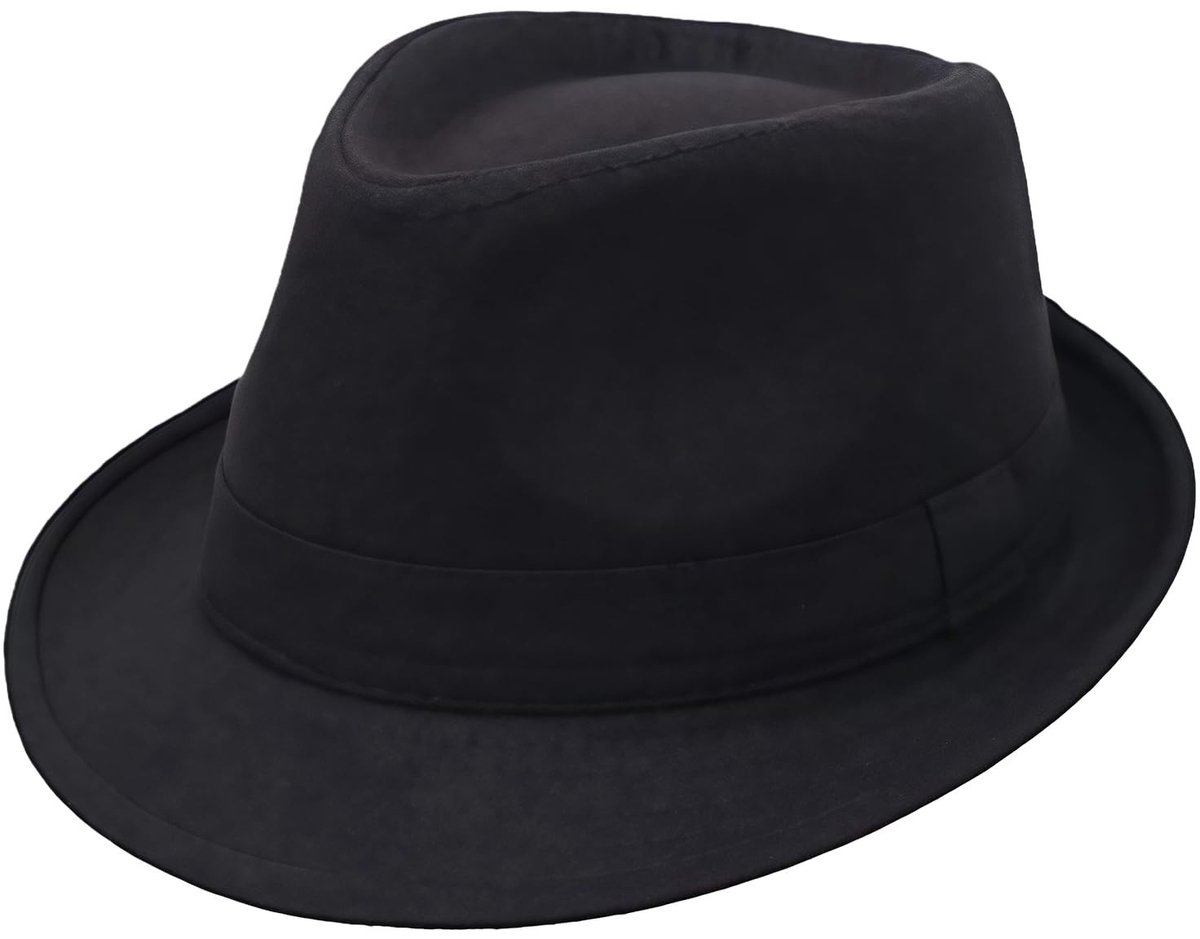 Dailygoods- Fedora Hoed Zwart - Wollen Stof - Geschikt voor Hoofdomtrek 59-60 cm - Rand 4,5 cm - Lichtgewicht en Duurzaam - Perfect voor Kostuumontwerp