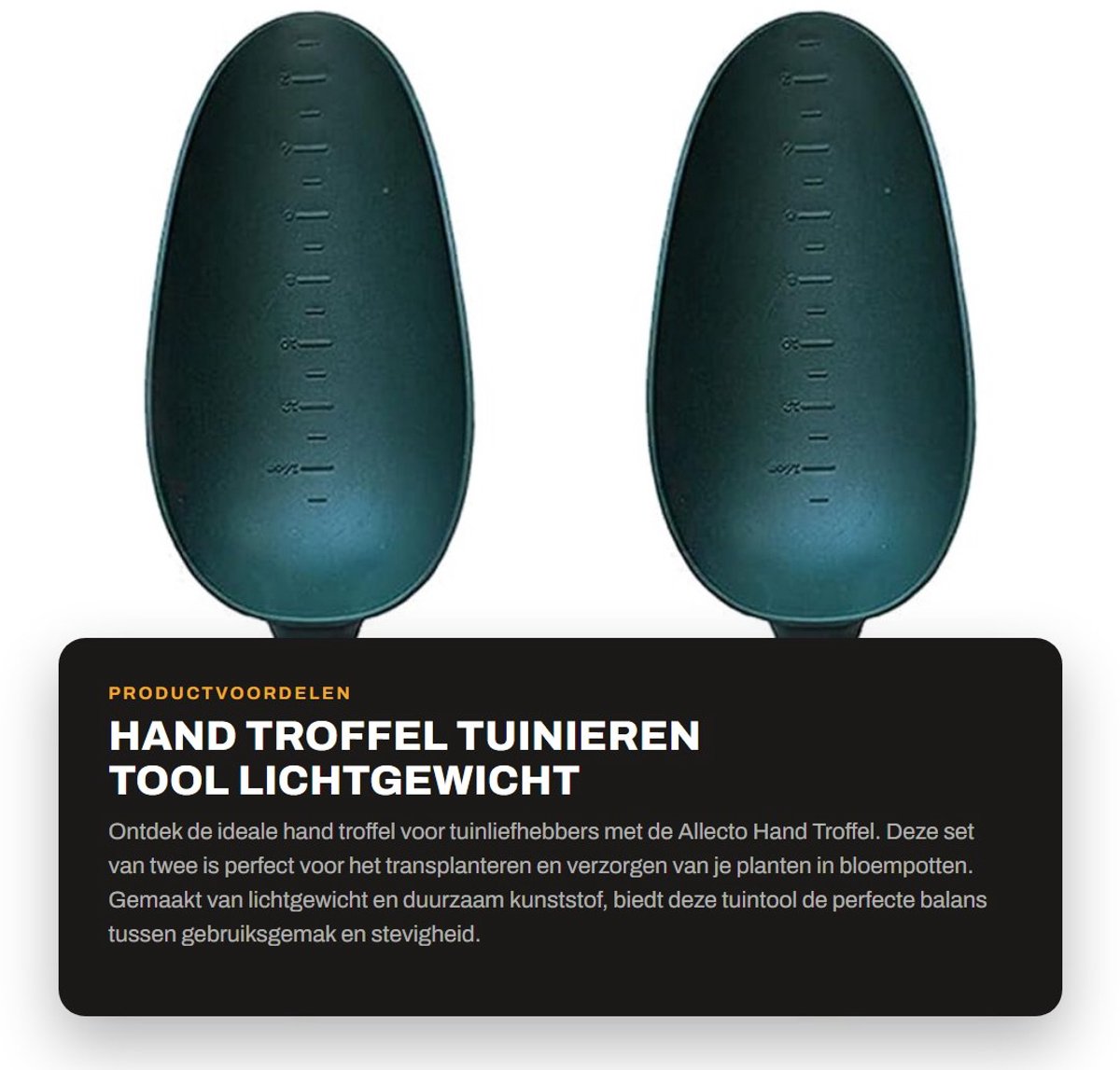 Dailygoods- Handtroffel Lichtgewicht - Tuinschepje - Tuinspade - Tuingereedschap - Kunststof - 2 Stuks 29cm - Tuinschep