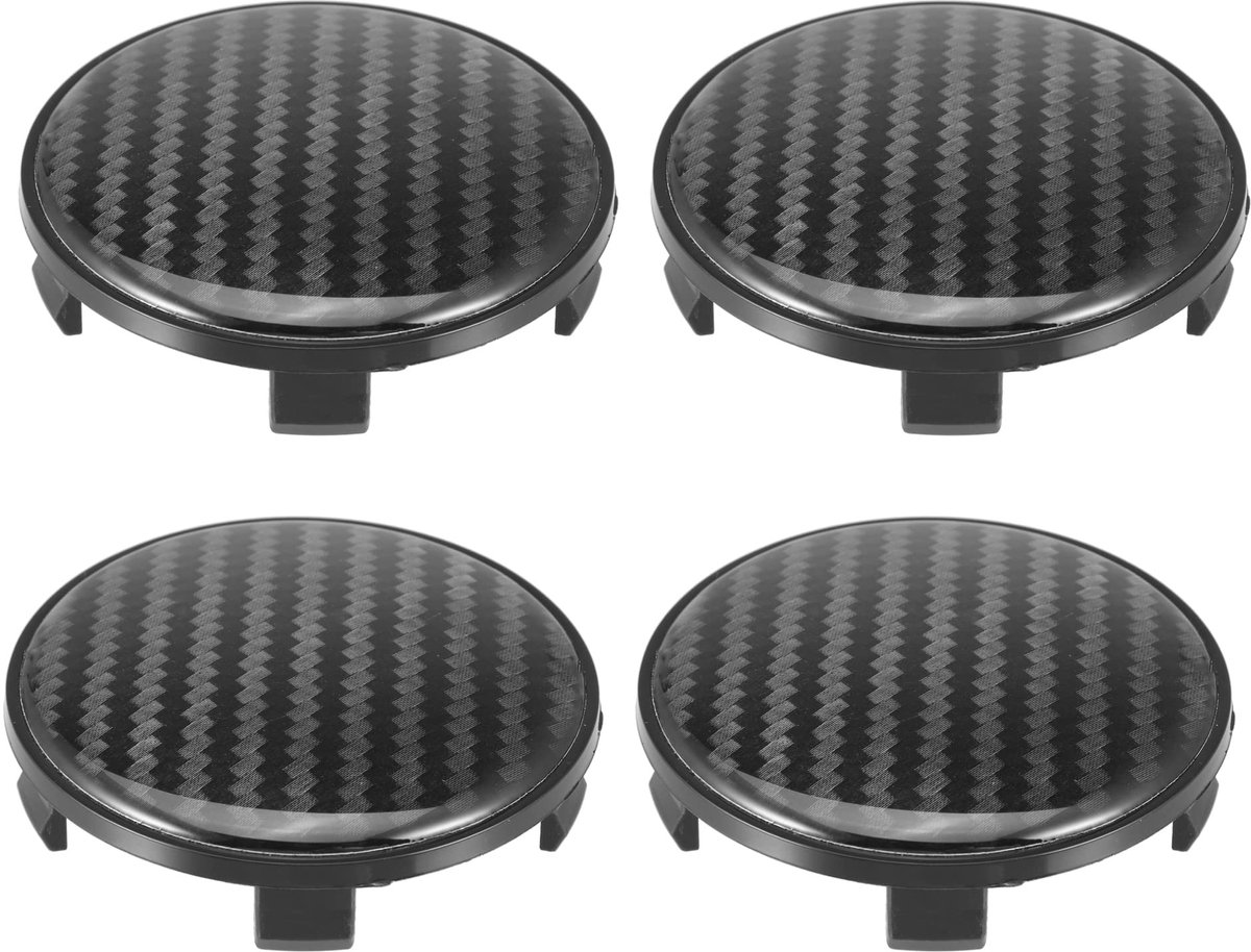 Dailygoods- Wielcentrumdopjes 68mm - Universele Velgen - Binnendiameter 64mm - Duurzaam Plastic - Carbon Fiber Patroon - Eenvoudig te Installeren - Velgcenterdop