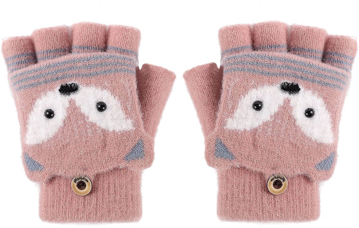 Dailygoods- Winterhandschoenen voor Kinderen - Vingerloze Wanten - Warme Gebreide Handschoenen - Pluche Voering - Ideaal voor Wintersport - One Size