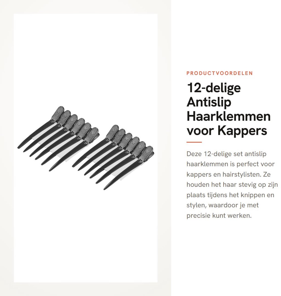 Dailygoods- Haarklemmen Antislip - 12-delige Set - Eendenbek Haarclips - Kapselgrepen voor Kappers - Perfect voor Haarstyling - Geen Kreukels