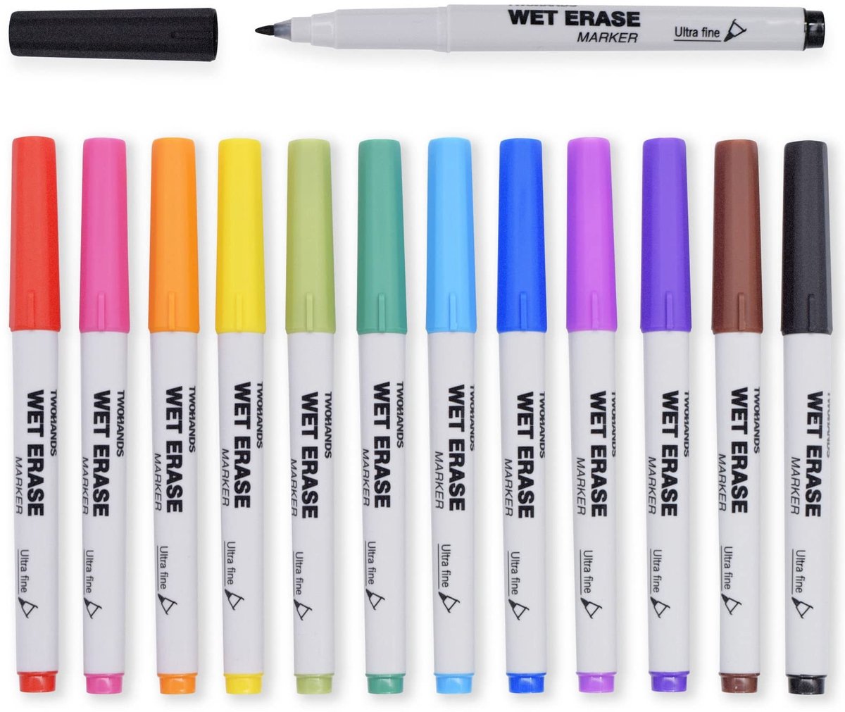 Dailygoods- Whiteboard Markers Ultra Fijn - 12 Kleuren - Geurarm - Natte Wisbordmarkers - Kantoor/Thuis - Waterbasis Inkt - Wismarkers