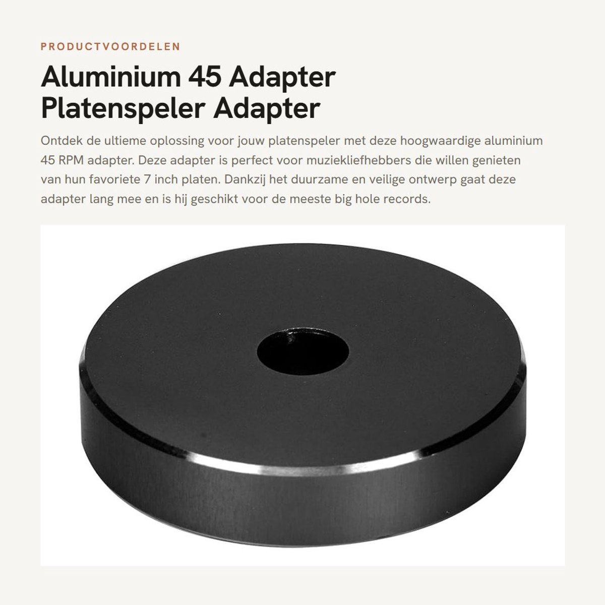 Dailygoods - Aluminium 45 Adapter - Platenspeler Adapter - Duurzaam en Veilig - Zwart - 7 Inch Record Adapter - Geschikt voor Big Hole Records - K...