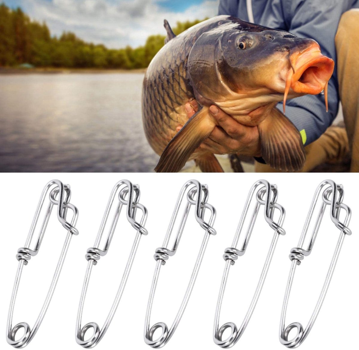 Dailygoods- Downrigger Clips 15 Stuks - Roestvrij Staal - Lange Lijn Clips - Lichtgewicht - Corrosiebestendig - Compact Formaat - Visclips