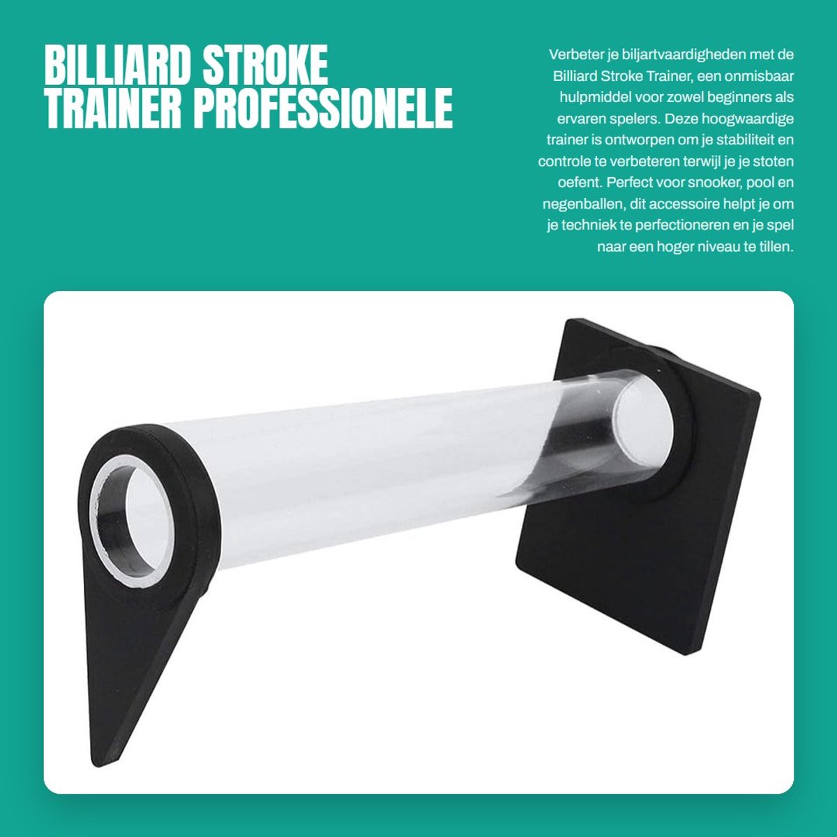 Dailygoods- Biljartstok Trainer - Verstelbare Hoek - Duurzaam Kunststof - Stabiliteit Oefening - Geschikt voor Snooker - 62 x 53 mm Beugel - Biljarttrainer