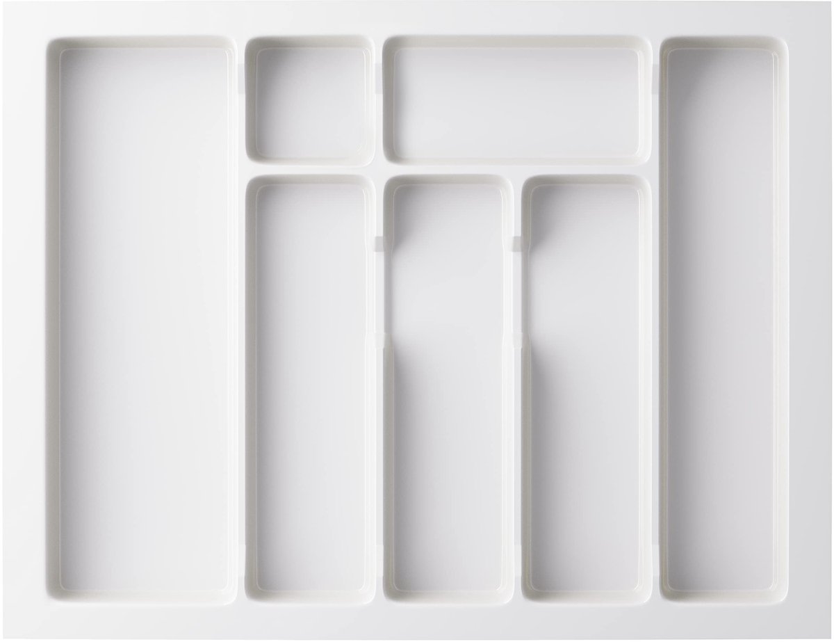 Dailygoods- Bestekbak Uitschuifbaar 23-83 cm - Bestekbak 43-49 cm - 7 Vakken - Onderhoudsvriendelijk - Slagvaste Kunststof - Wit - Bestekinzet