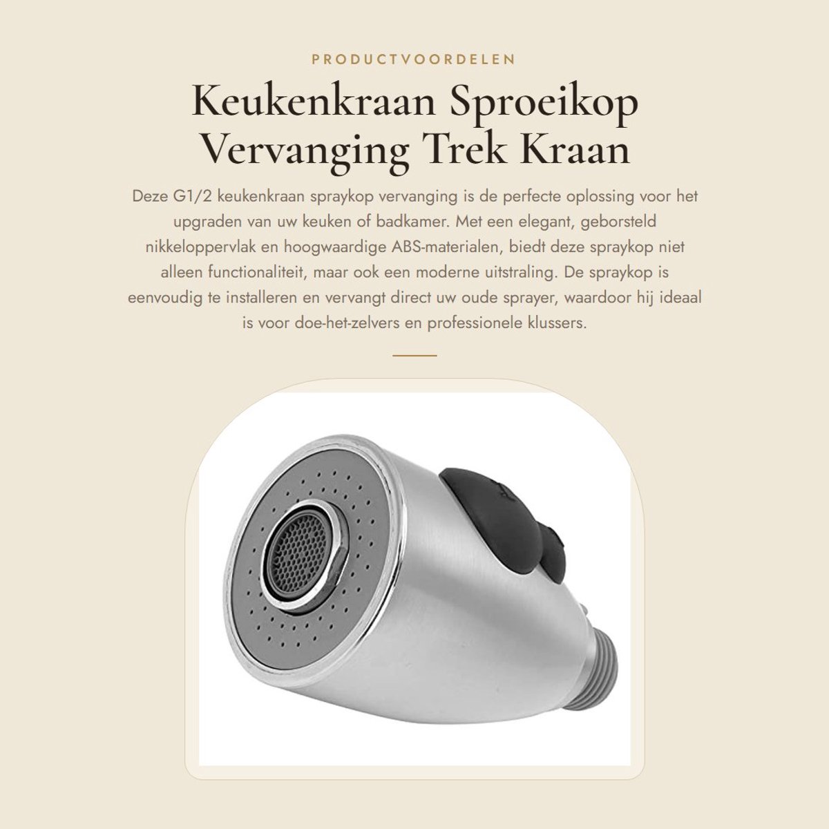 Dailygoods- Sproeikop Vervanging - Kraansproeier - G1/2 Buitendraad Aansluiting - Duurzaam ABS - Corrosiebestendig - 2 Functies (Regen/Bellen)