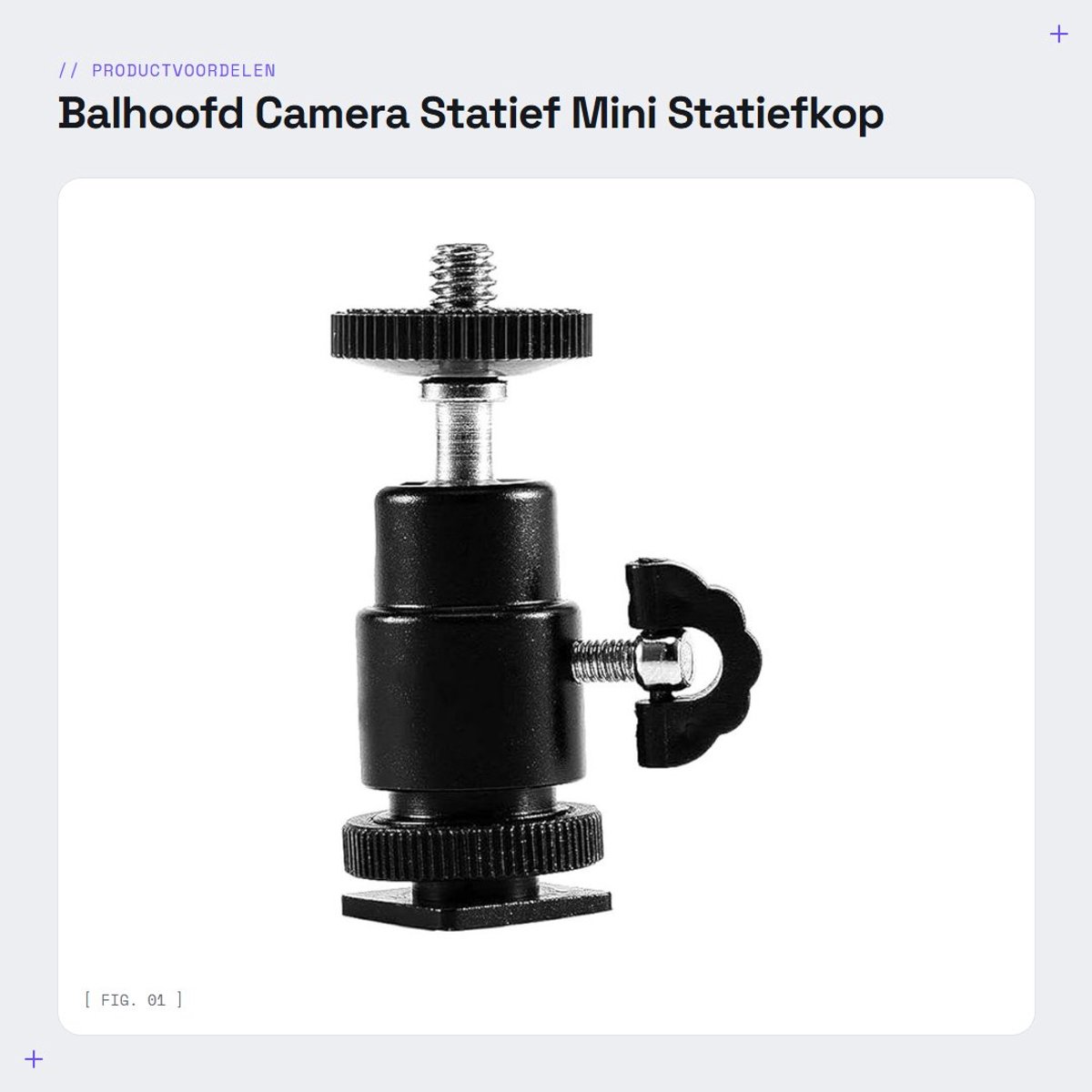 Dailygoods- Balhoofd 360 Graden Pan - Flitsschoen Adapter - Beugel Houder - Mini Statief - Aluminium - Maximale Belasting 2,5 kg - Statiefkop