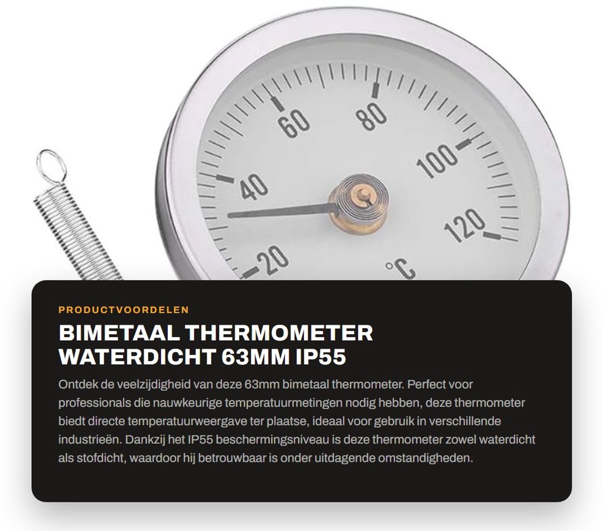 Dailygoods- Thermometer Waterdicht Ip55 - Bimetaal Thermometer