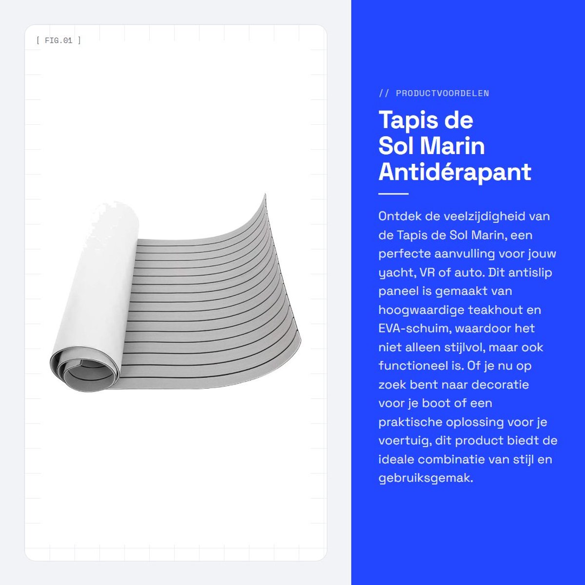 Dailygoods- Tapis Antislip - Decoratief Paneel - Teakhout - Mousse EVA - Voor Yacht/Auto - Gemakkelijk te Reinigen - Vloermat