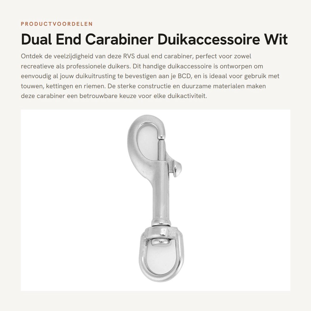 Dailygoods- Duikhaak RVS - Karabijnhaak met Schroefsluiting - Musketonhaak - Multifunctioneel - Onderwatergebruik - Duurzaam Materiaal