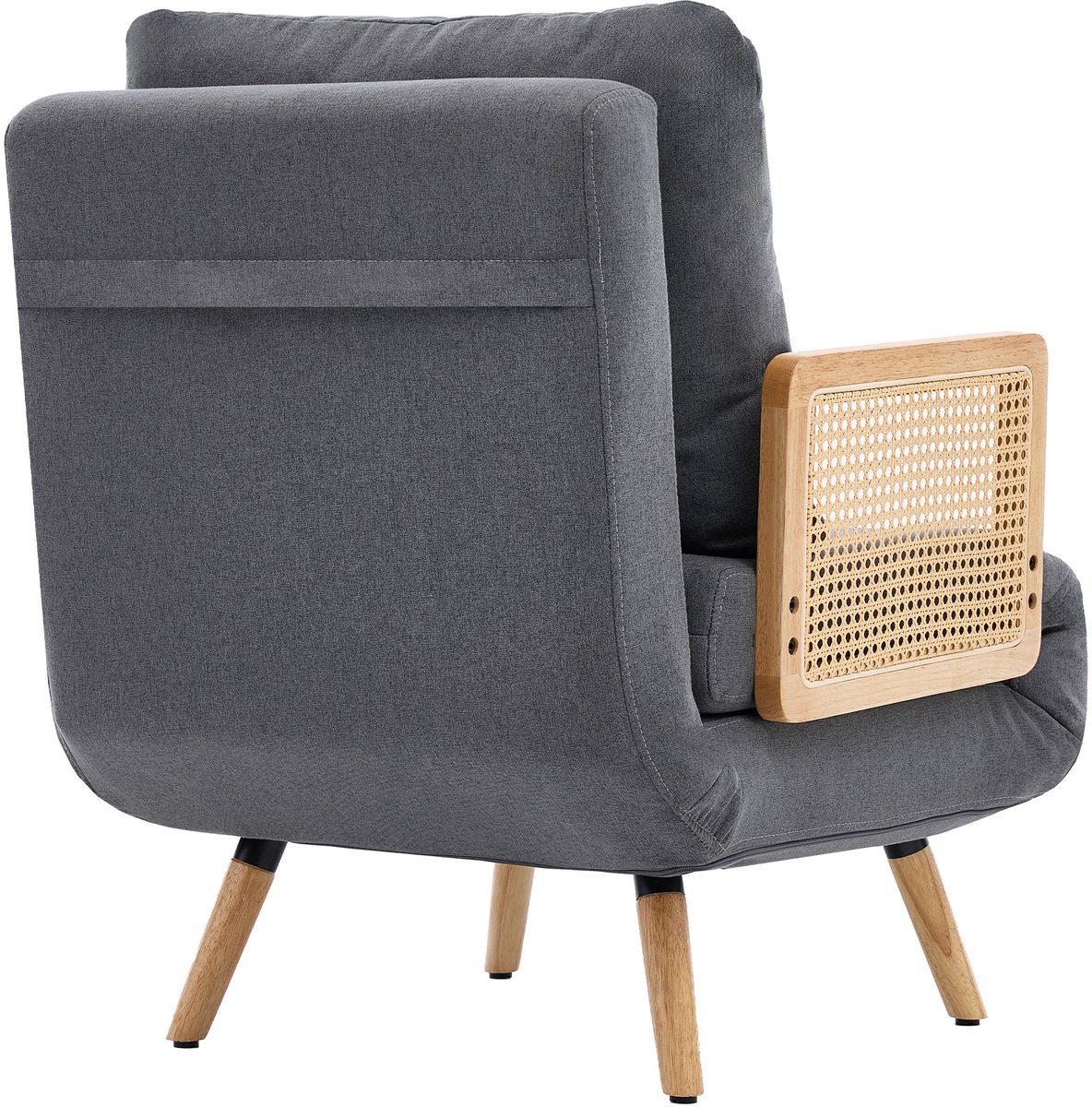 HAUSS SPOLE Fauteuil - 3-In-1 Slaapfauteuil - Handmatig Verstelbare Rugleuning Met 5 Standen - Voor Woonkamer En Logeerkamer - Linnen Grijs
