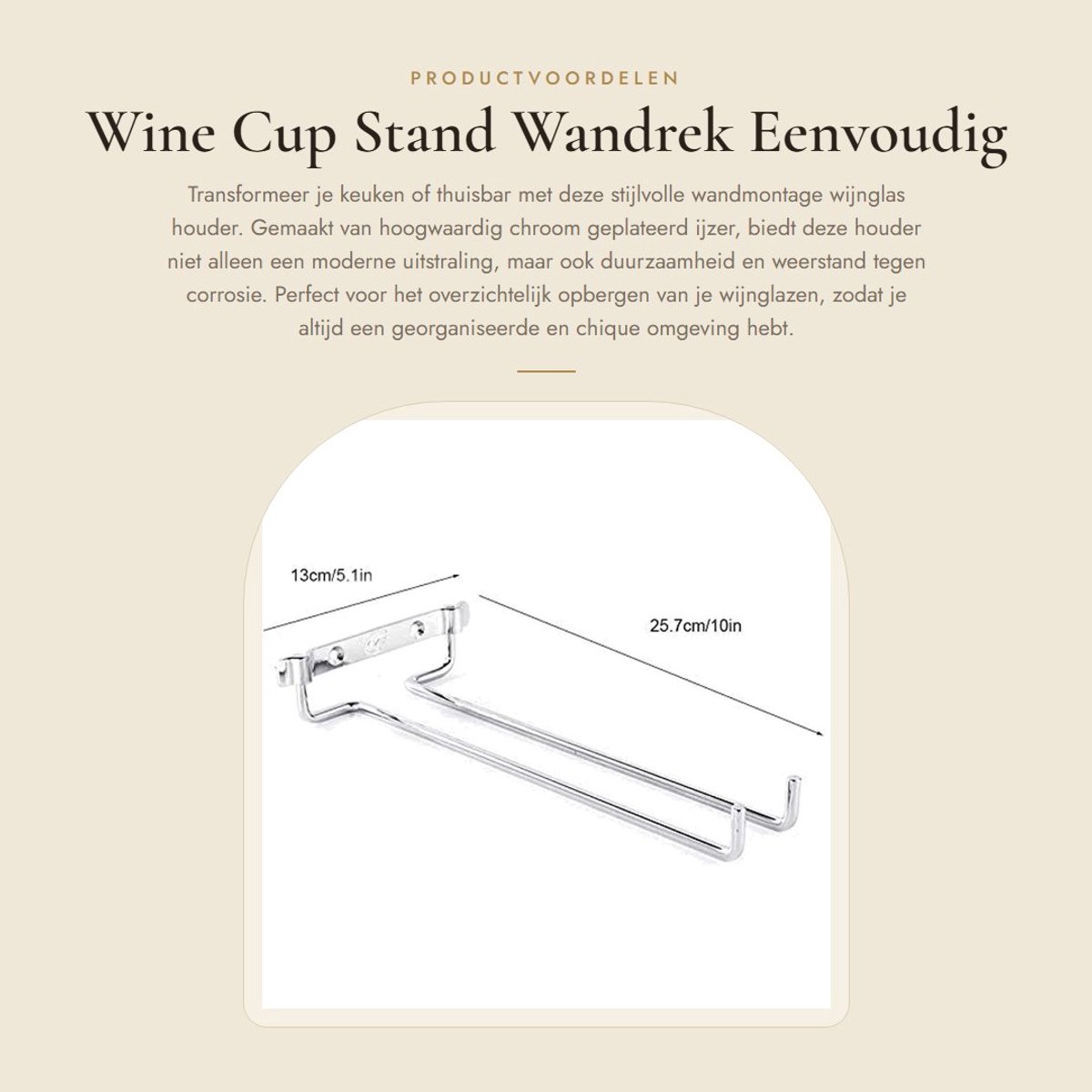 Dailygoods- Wijnglashouder - Muurbeugel - Hoogwaardig ijzer - Ruimtebesparend - Eenvoudig te installeren - Modern design - Glashouder