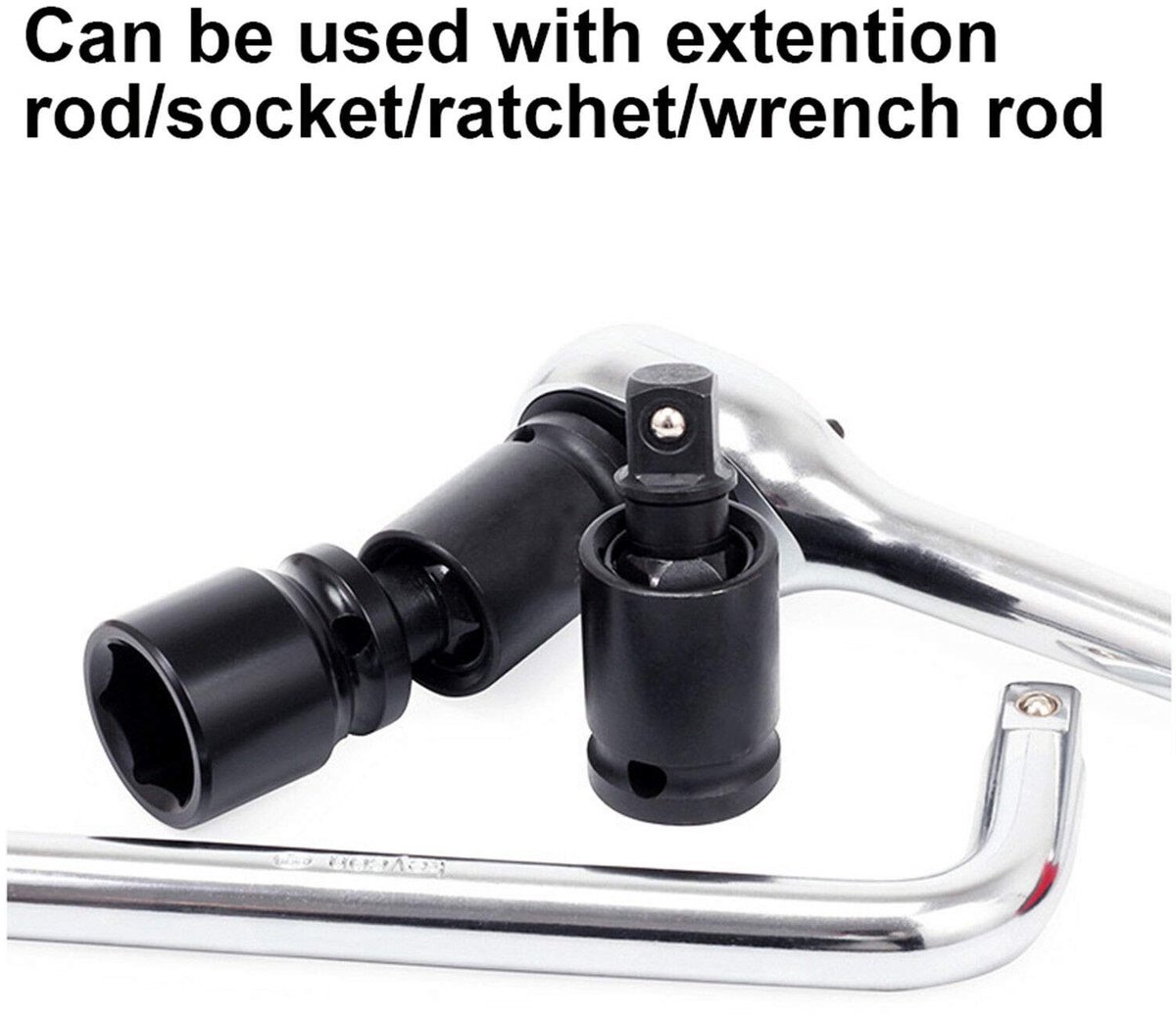 Dailygoods - Universele Joint Socket - 360° Drive Socket Adapter - Zwart - Voor pneumatisch en elektrisch gebruik - Duurzaam en flexibel