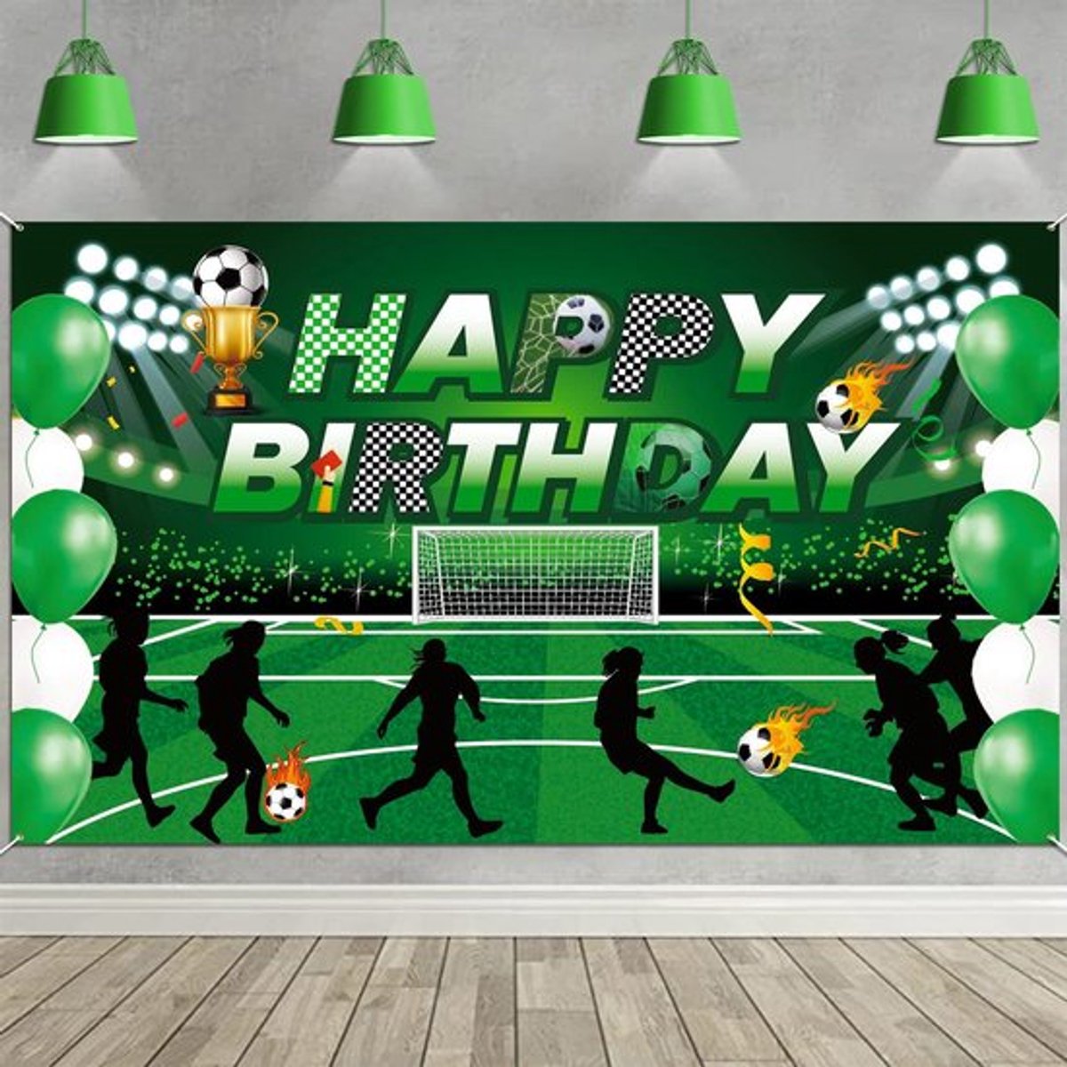 - Voetbal Gelukkige Verjaardag Banner - Sport Thema Decoratie - Grote Achtergrond voor Tuin - Jongen Fotobooth Decoratie - Verjaardagsfeest...