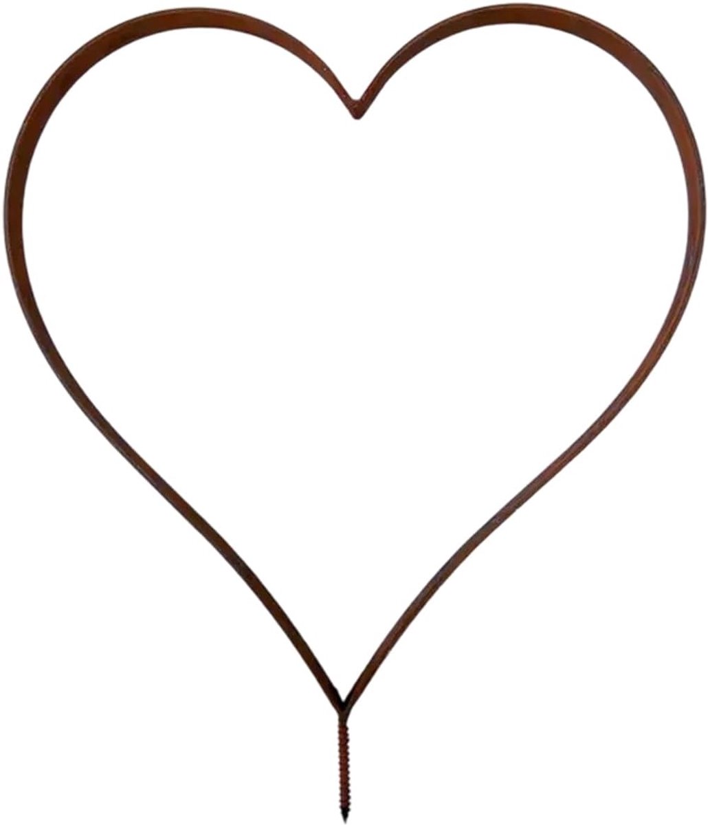 Metalen Hart Staak - Tuindecoratie Metaal - Tuin Verfraaien - Roesteffect Afwerking - 30 x 26 cm - Meerkleurig