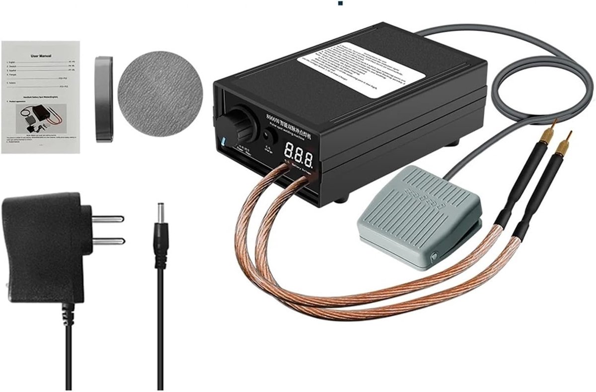 Mini Puntlasapparaat - Accupack Lasapparaat - DIY Accupacks Maken - 8000W Hoog Vermogen - 0.15mm Nikkelstrip - Zwart