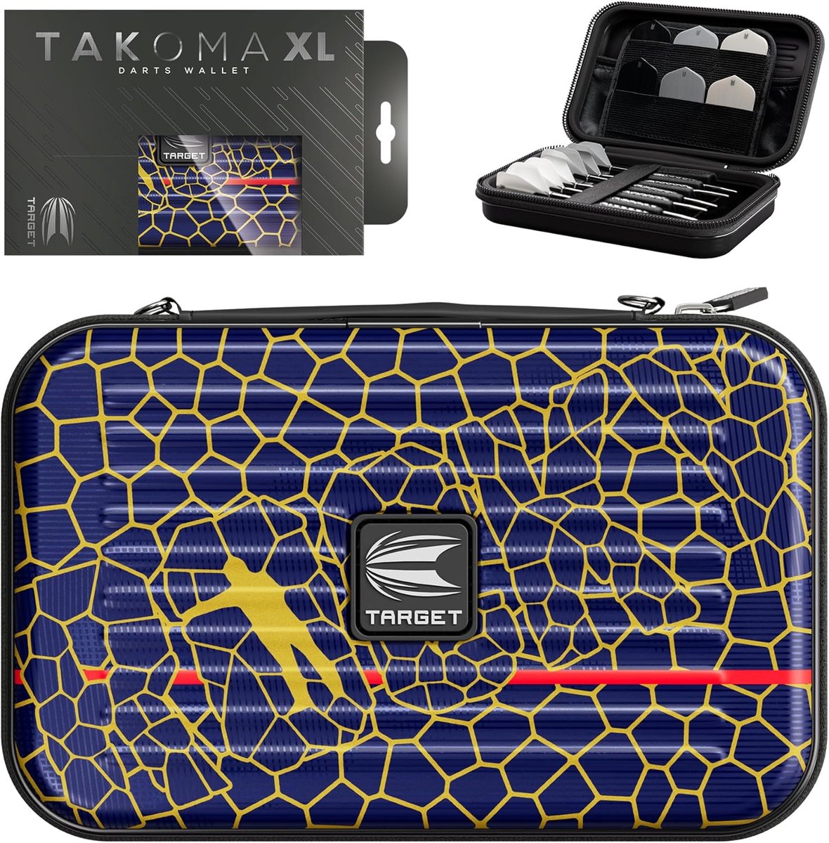 Dart Wallet - Dart Etui - Darts Opbergen - Ruimte Voor 3 Darts - XL Formaats - Blauw Goud