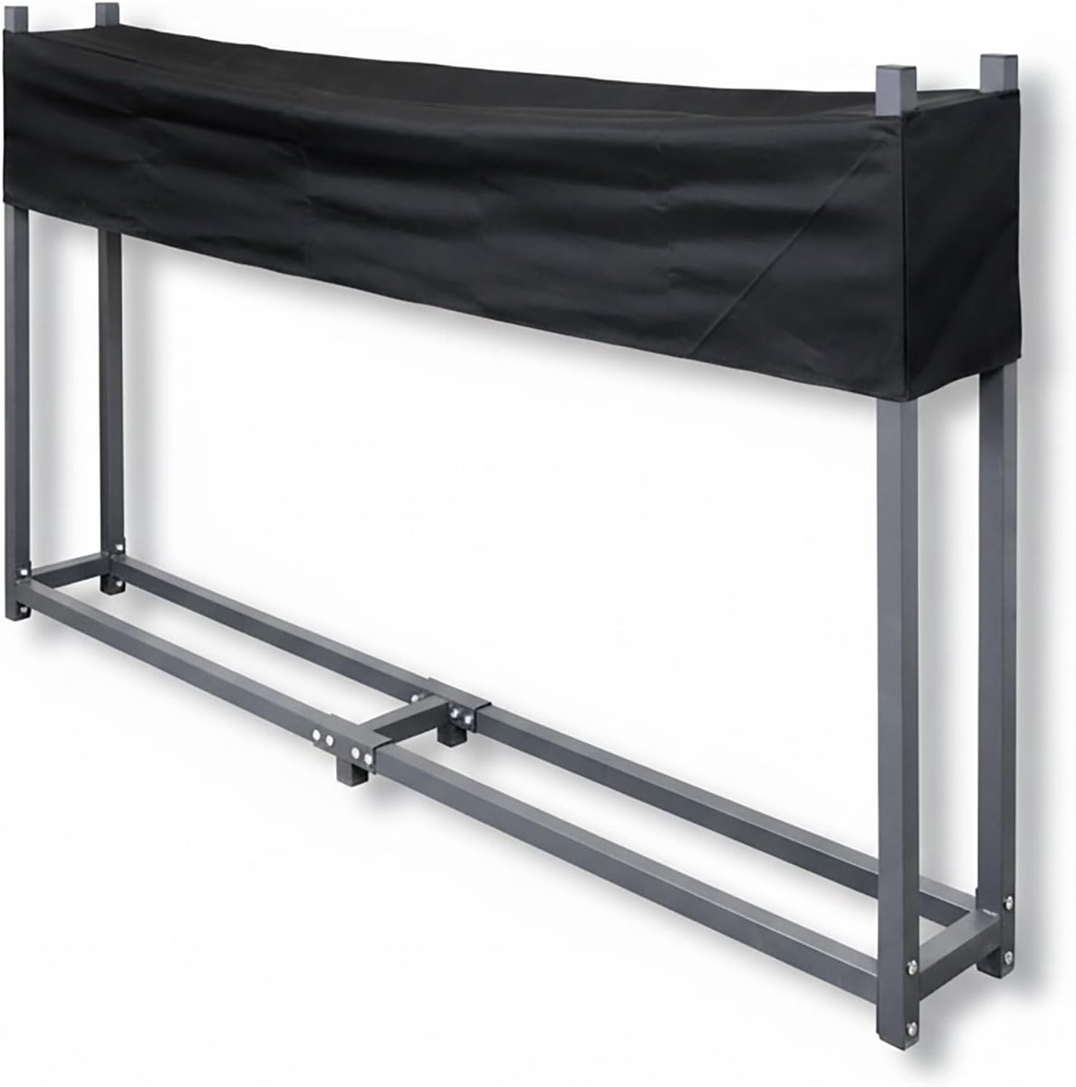 Brandhoutrek Metaal - Hout Opslag - Haardhout Opbergen - Met Afdekking - 200x115cm - Antraciet