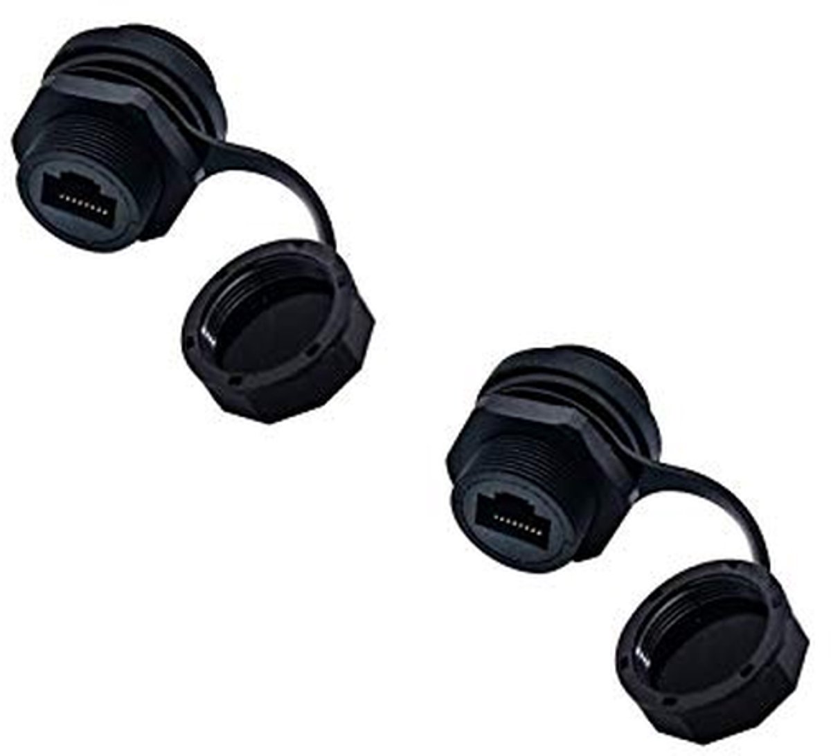 Netwerk Koppeling - Ethernet Adapter - Industriële Netwerken - IP67 Waterdicht - 21mm Gat - Zwart