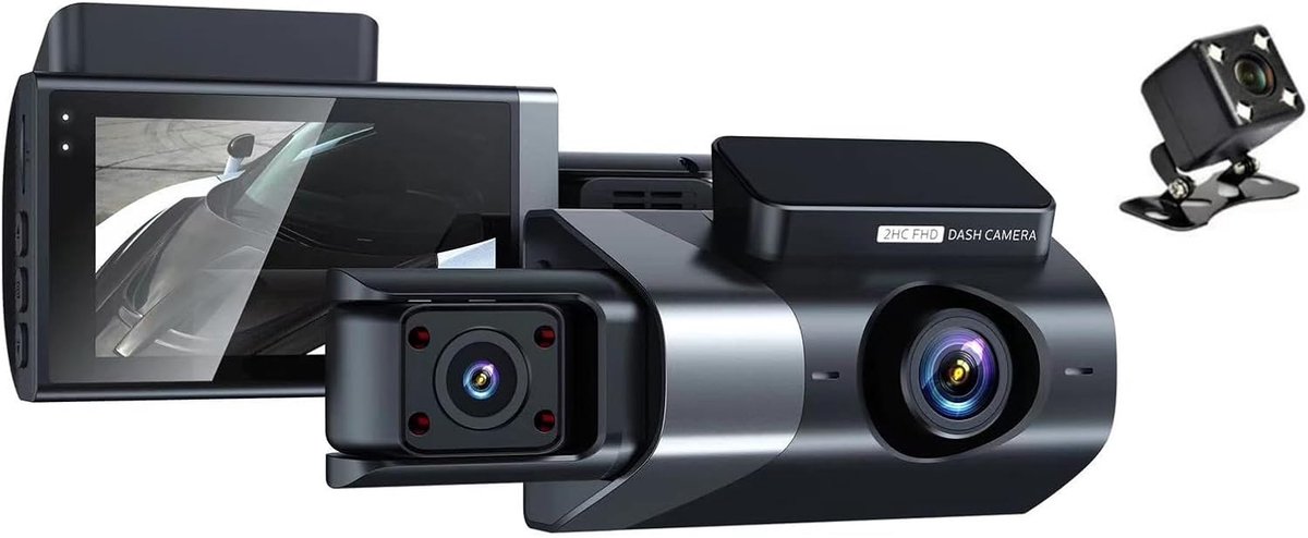 Dash Cam - Auto Recorder - Veiligheid Onderweg - Drievoudige Camera - 1080P HD - Zwart