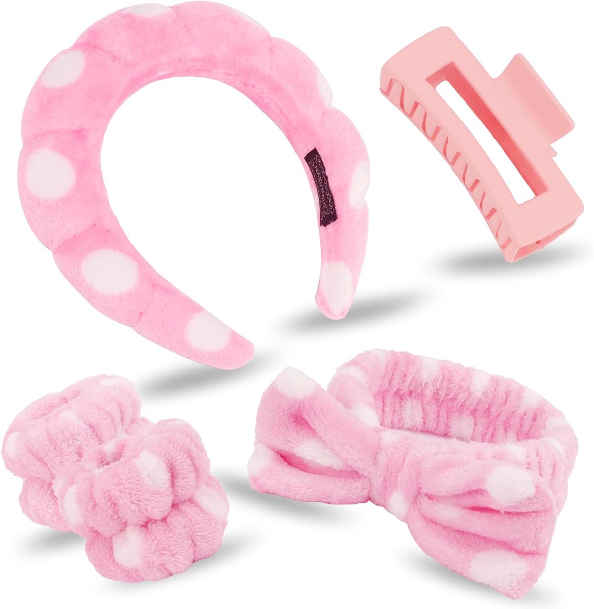Hoofdband Polsband Set - Huidverzorging Accessoires - Gezicht Wassen - Zacht Koraalfleece - 135 gram - Multi