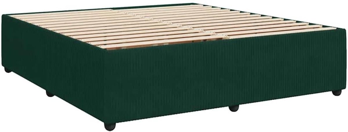 Bedframe - Slaapmeubel - Rustgevende slaap - Zachte fluwelen stof - 180x200 cm - Donkergroen