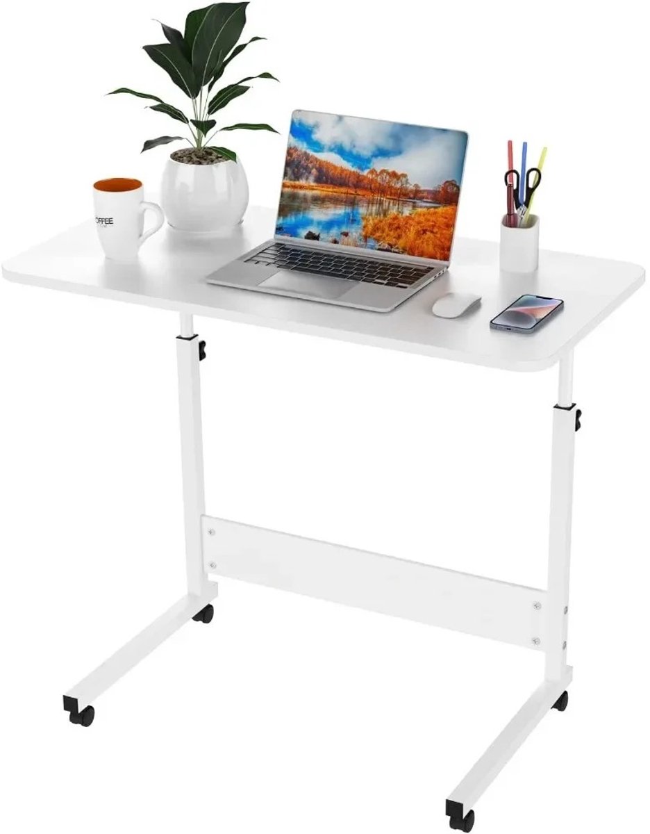 Dailygoods Bureau d'ordinateur, Bureau Mobile Réglable en Hauteur, Informatique 4 Roulante Verrouillable, Table d'Appoin