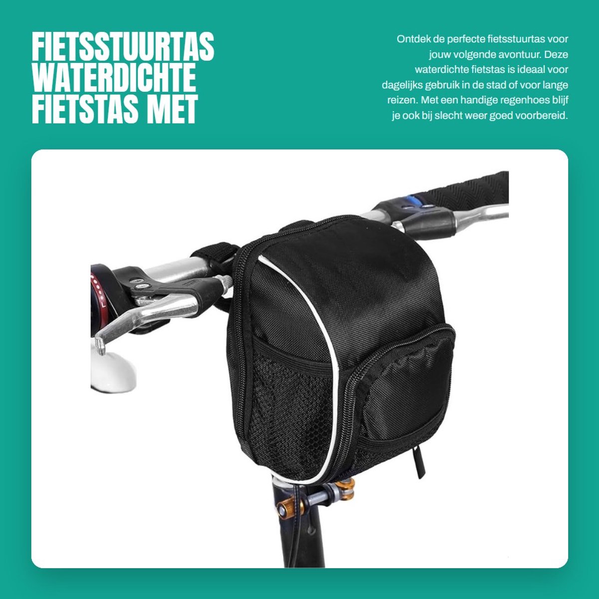 Dailygoods- Fietsstuurtas Waterdicht - Fiets Frame Tas - Heuptas - Grote Capaciteit - Multifunctioneel - Reflecterend Design - Fietsframe Tas