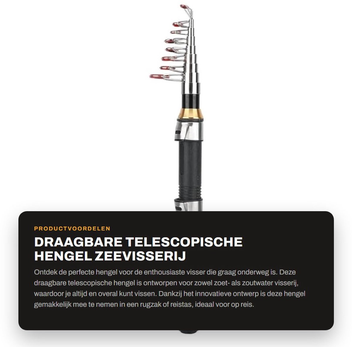 Dailygoods- Hengel Draagbaar 1,5m - Telescopische Hengel - Antislip Handvat - Zeevisserij - Zoetwater/Vijvervisserij - Fijne Afwerking - Visstok
