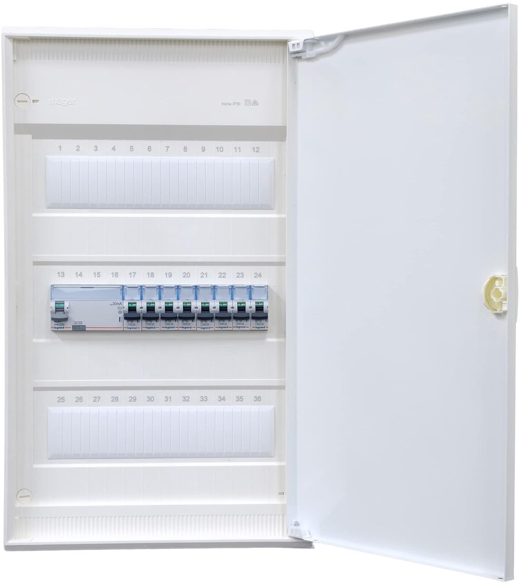 Verdeelkast - Groepenkast - Elektrische Installatie - Voorbedraad met kabel - 51.5 x 30.5 cm - Wit