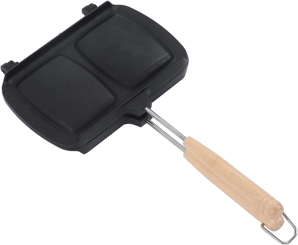 Sandwich Pan Koekenpan Toast Snelle Maaltijden Afneembare Handgrepen 36x20 cm Zwart