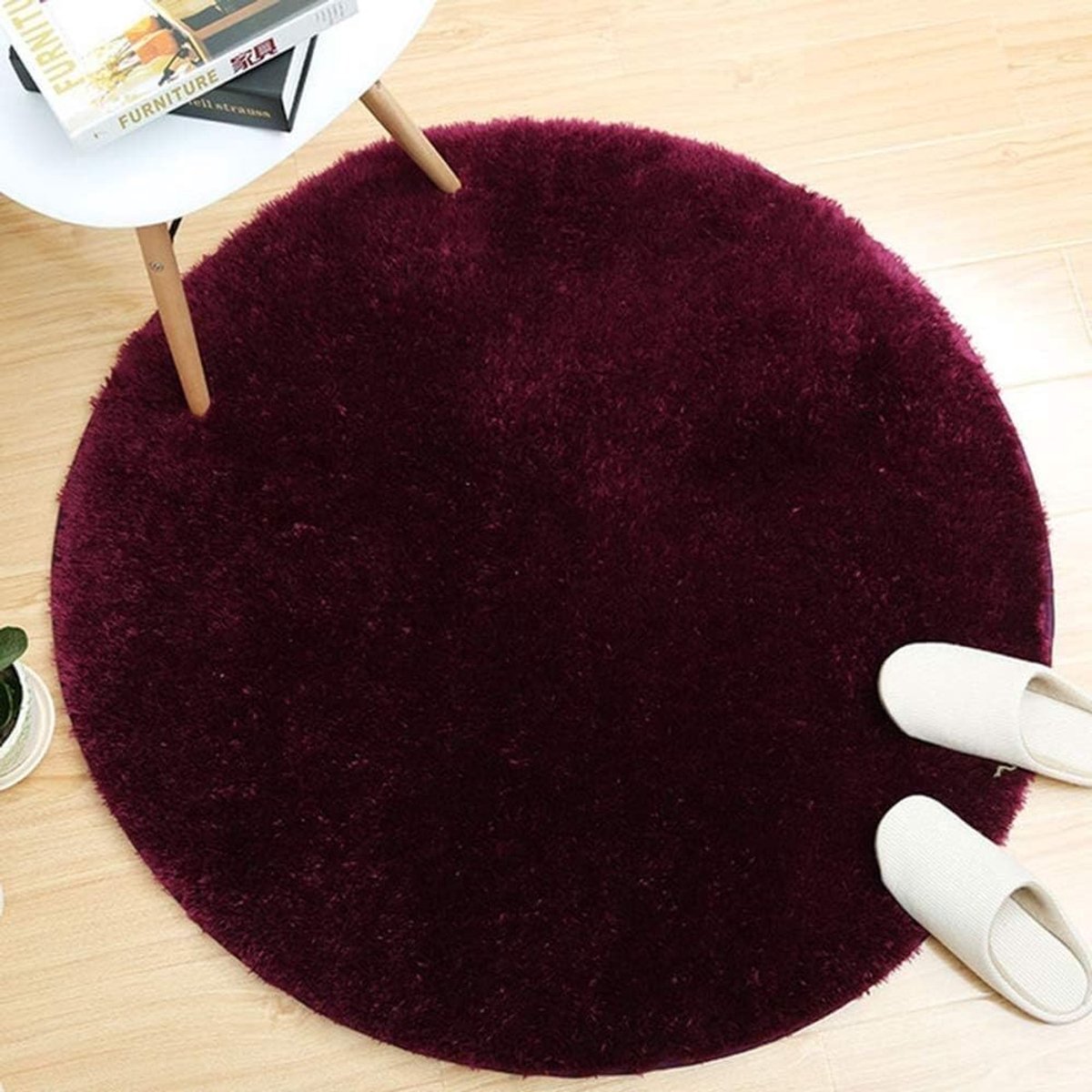 Rond Vloerkleed - Pluizig Tapijt - Comfort Verhogend - Hoogpolig Ontwerp - 200cm Diameter