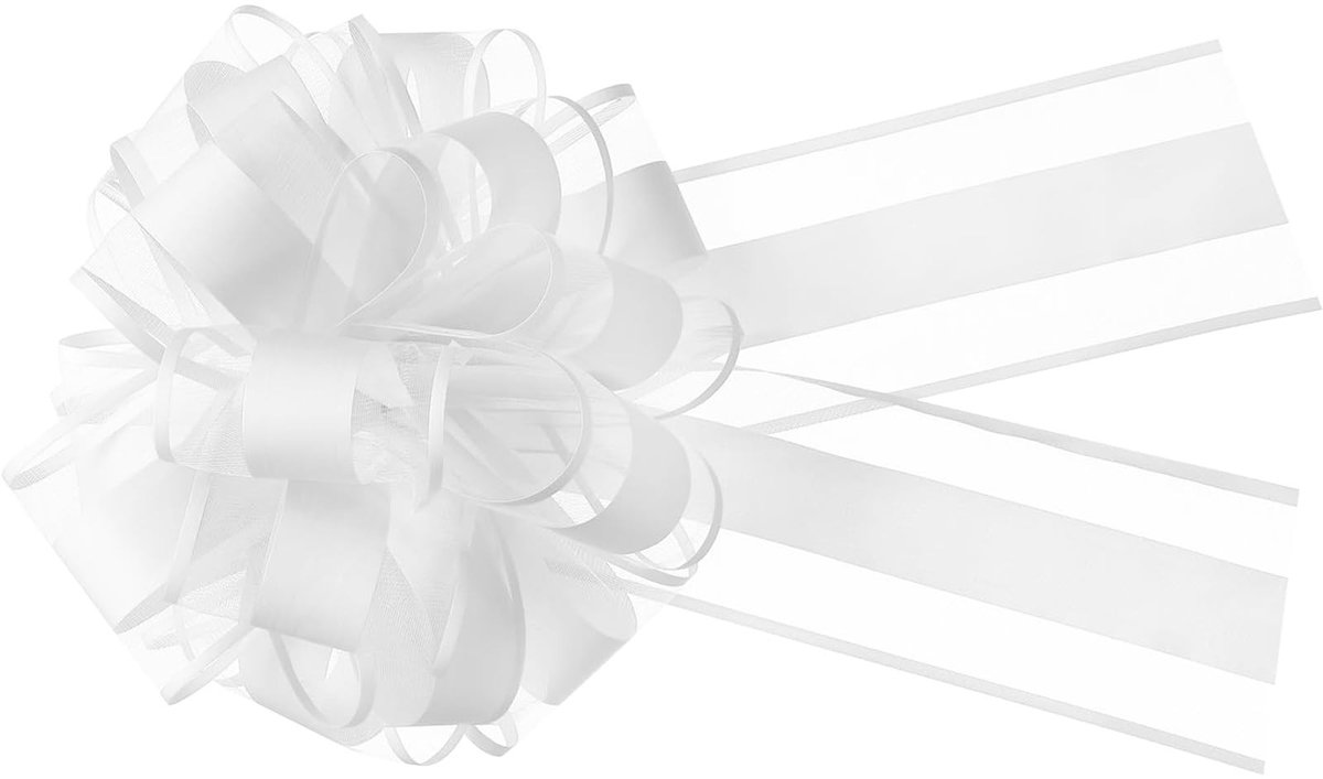Dailygoods- Organza Strikken 10 Stuks - 20 cm Grote Trekstrikken - Witte Geschenkverpakkingslint - Bruiloften - Verjaardagsdecoraties - Valentijnsdag - Geschenkstrikken