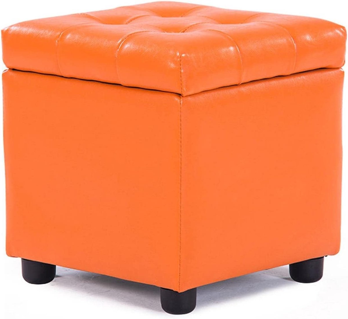 Opbergkruk PU - Zitbank voetenbank - Extra zitplaats - Stevig houten frame - 35x35x35cm - Paars