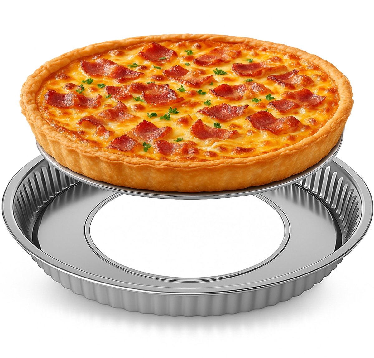 Dailygoods- Quichevorm PFAS-vrij - Roestvrij Staal - Snijbestendige Losse Bodem - Hoge Rand - Vaatwasserbestendig - Hittebestendig - Taartvorm