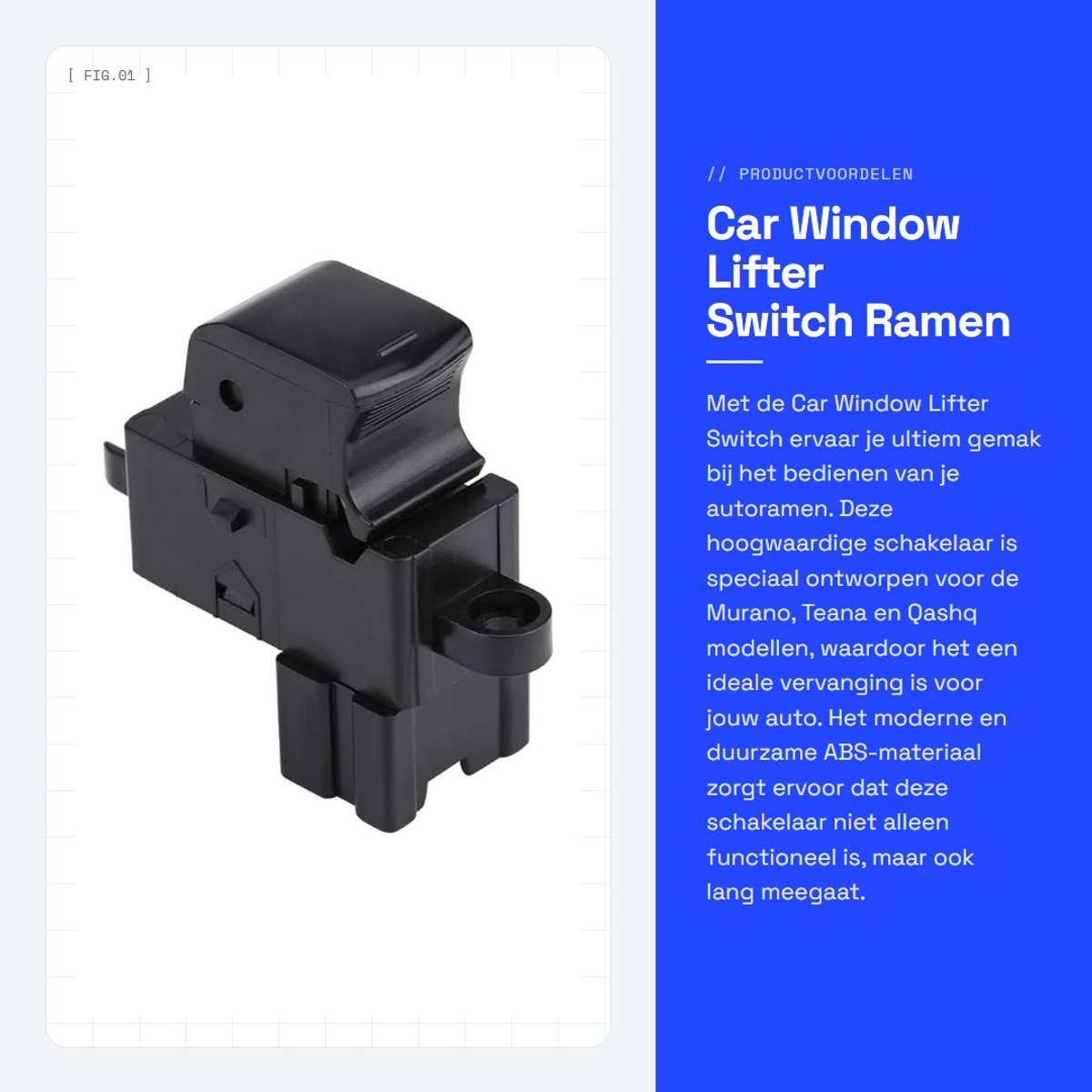 Dailygoods - Car Window Lifter Switch - Ramen Bediening - ABS Materiaal - Zwart - Raam Schakelaar - Geschikt voor Murano 2008-2012 - Model 25411JD000