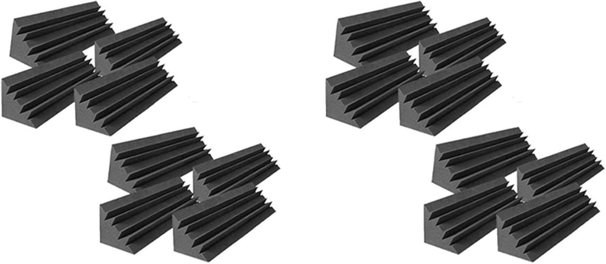 Akoestische Panelen - Geluidsisolatie Schuim - Geluidsbehandeling Studio - Hoge Dichtheid Schuim - 16 Stuks 48 cm - Zwart