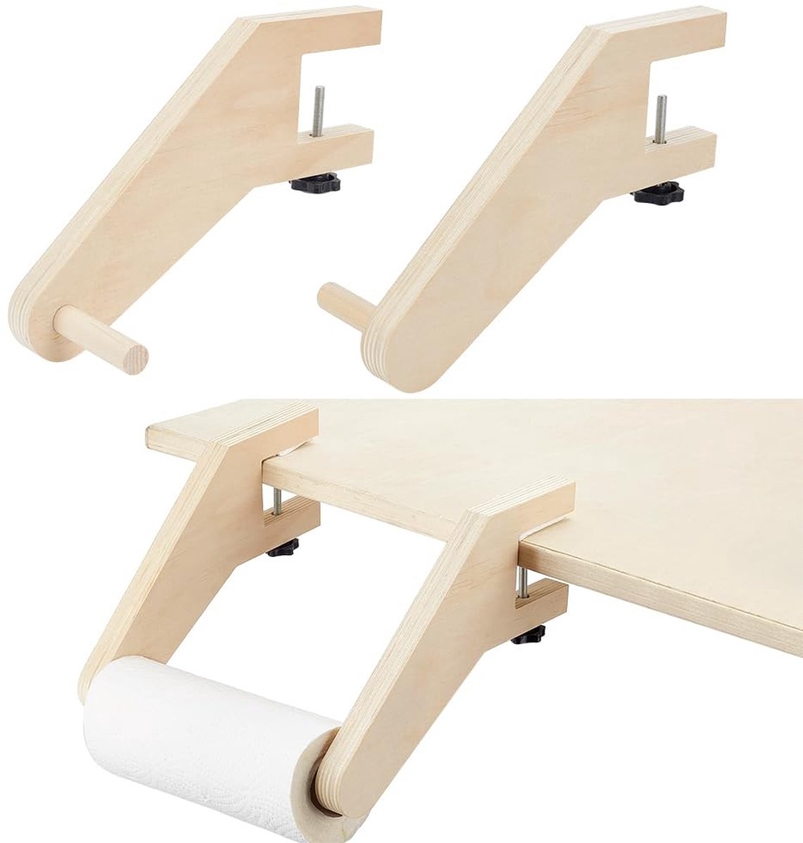 Dailygoods- Inpakpapierdispenser Houten Design - Papierrolhouder - Knutselpapierhouder - Muurbevestiging - Tafelmontage - 1,9 inch diameter