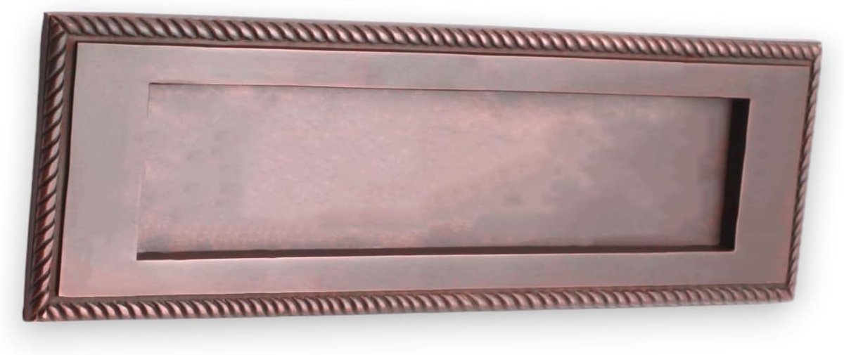Briefplaat - Deurbeslag - Post Ontvangen - Massief Messing - 25 cm - Oud Brons