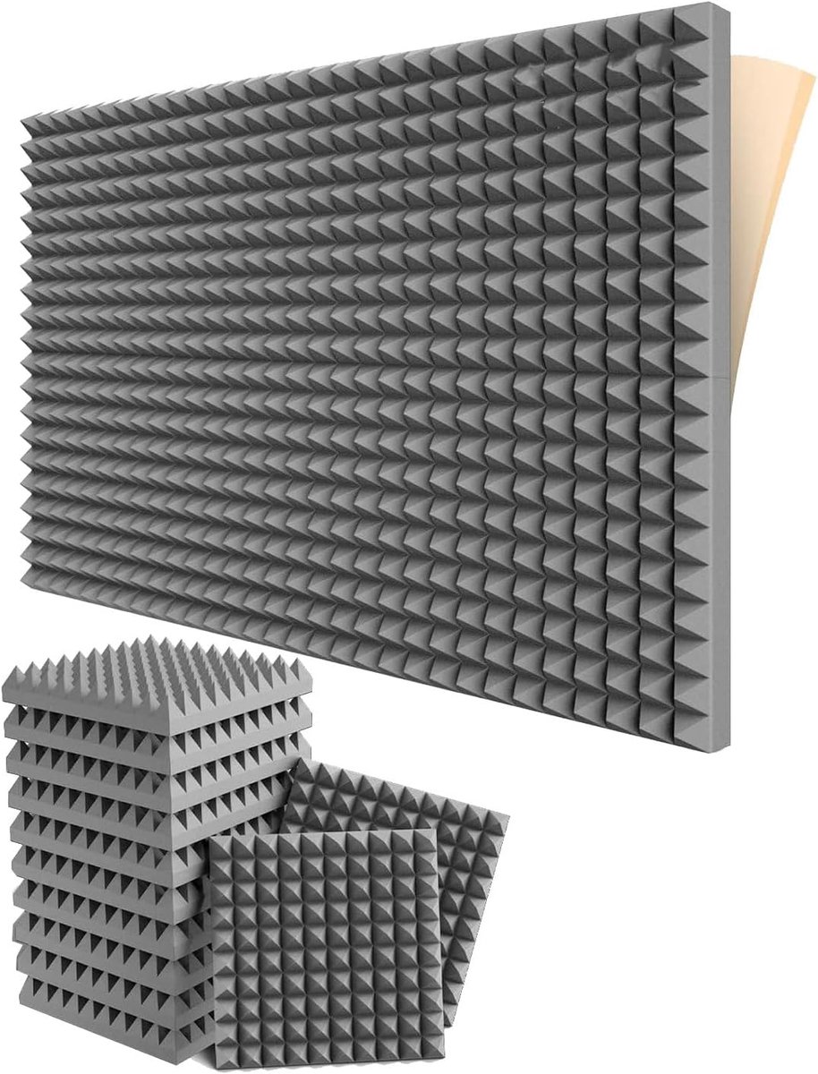 Geluiddichte Schuimpanelen - Geluidsisolatie Panelen - Akoestiek Verbeteren - Zelfklevend Ontwerp - 24 Stuks - Grijs