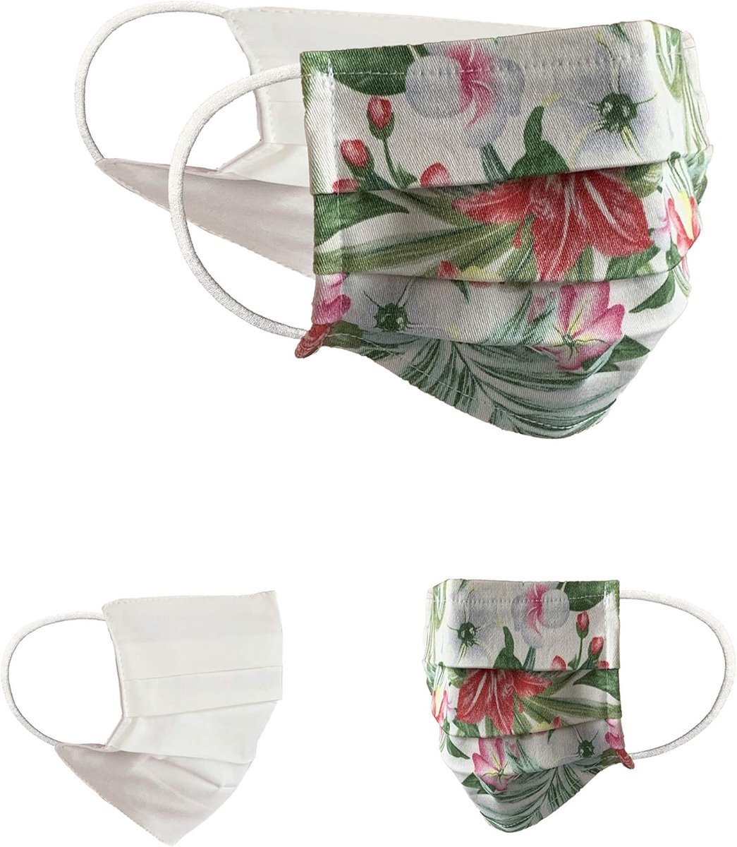 Gezichtsmaskers Set - Omkeerbaar Masker - Dagelijks Gebruik - Wasbaar Katoen - 2 Stuks - Bloemenprint