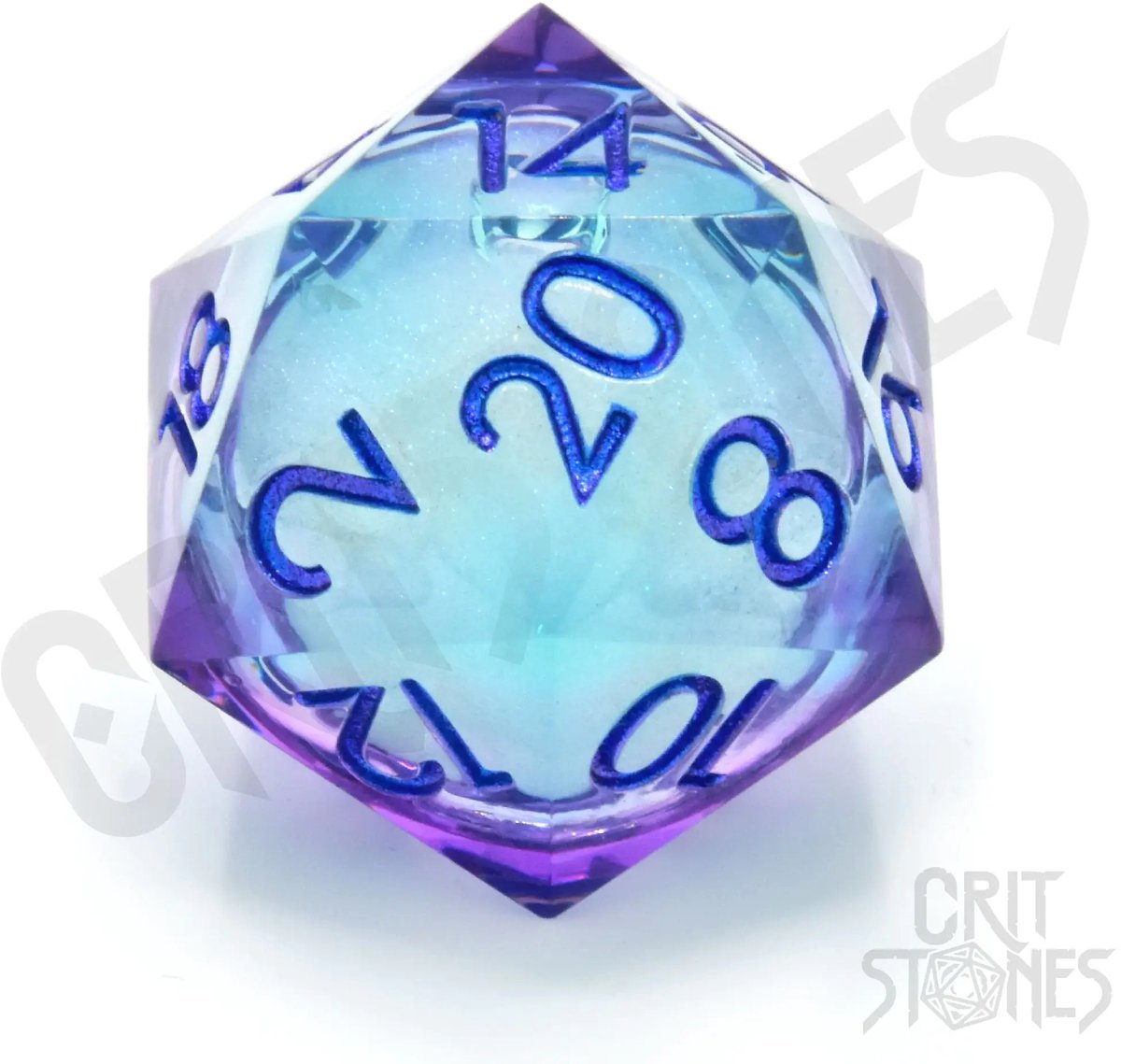 Glassstaff Glassstaff CritStones Liquid Core Dice D20 Moonlight Mystery 3 cm Dice - 1 Stuks