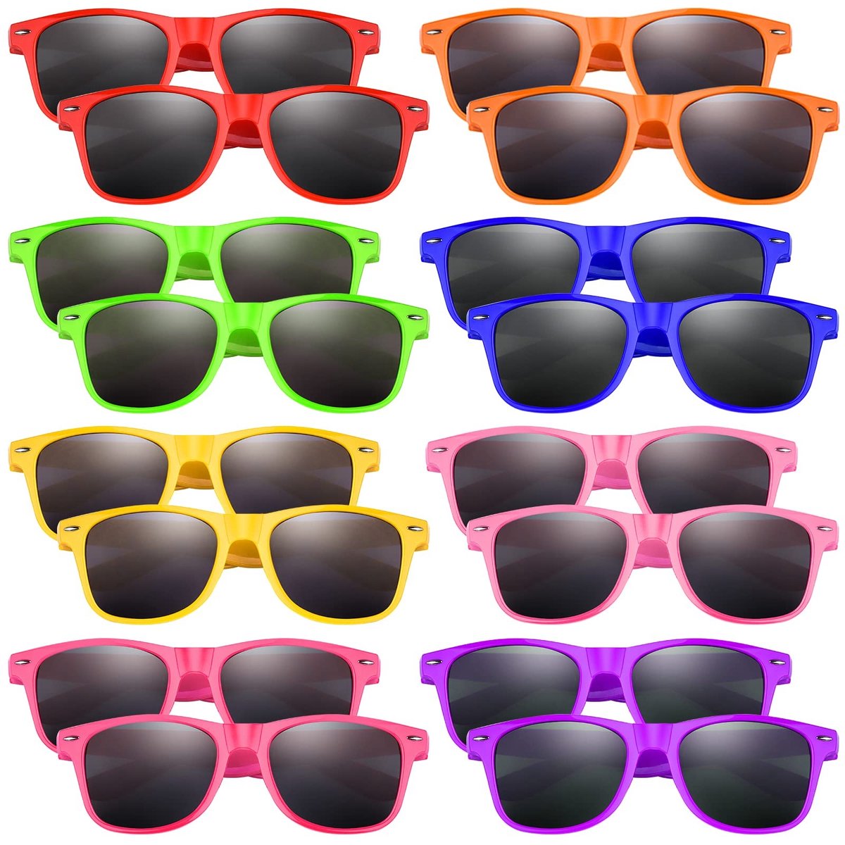 Dailygoods- Zonnebril Neon - 8 Stuks - Kinderzonnebril - UV400 Gepolariseerd - Onbreekbaar - Comfortabel Polypropyleen - Kinderen Zonnebril