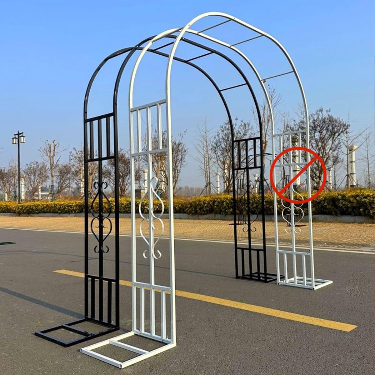 Metalen Rozenboog - Tuinzuil Klimplanten - Tuin Decoratie - Weerbestendig Ontwerp - 230x40 cm - Zwart