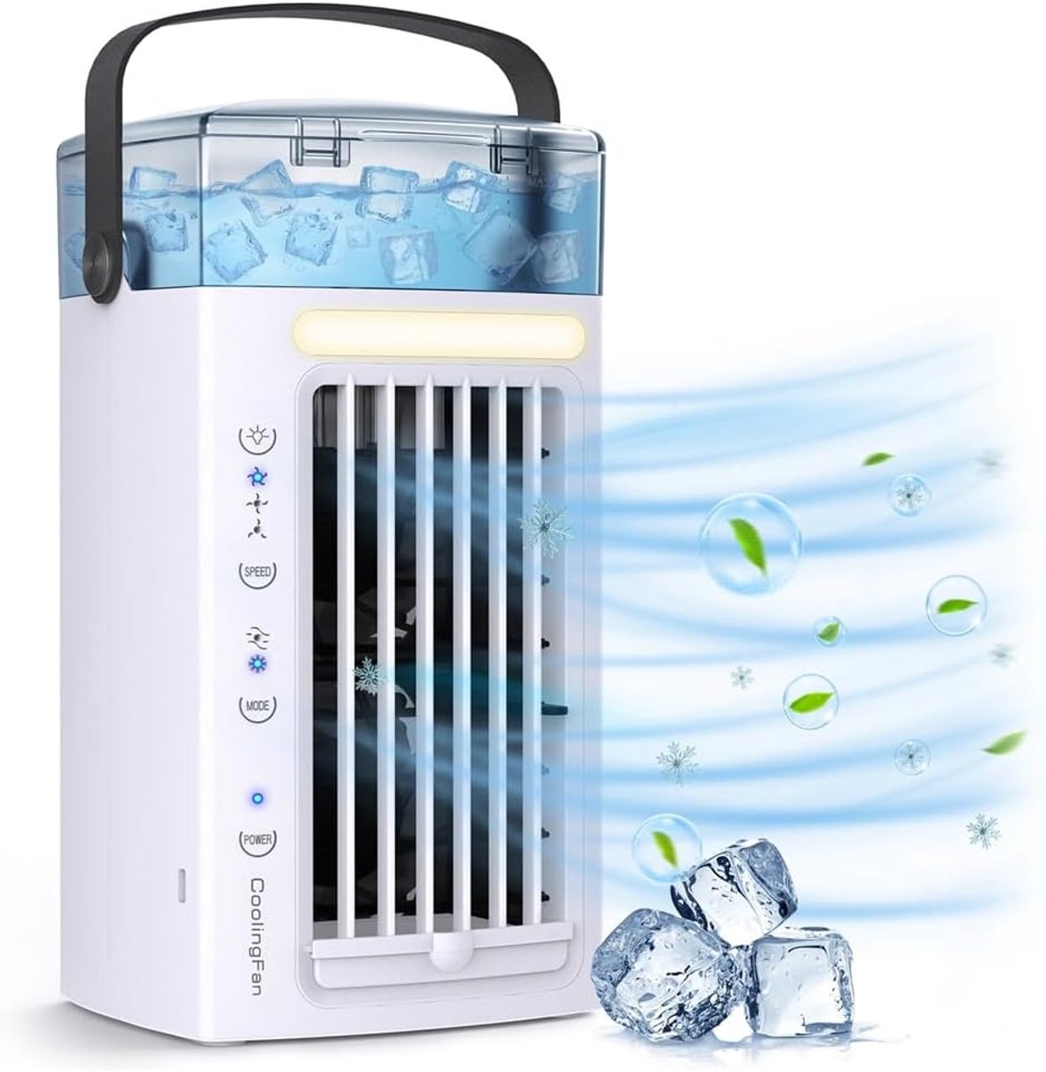 Persoonlijke Koeler - Mini Airco - Bureau Verkoeling - 4-in-1 Functie - 480 ml Reservoir - Wit
