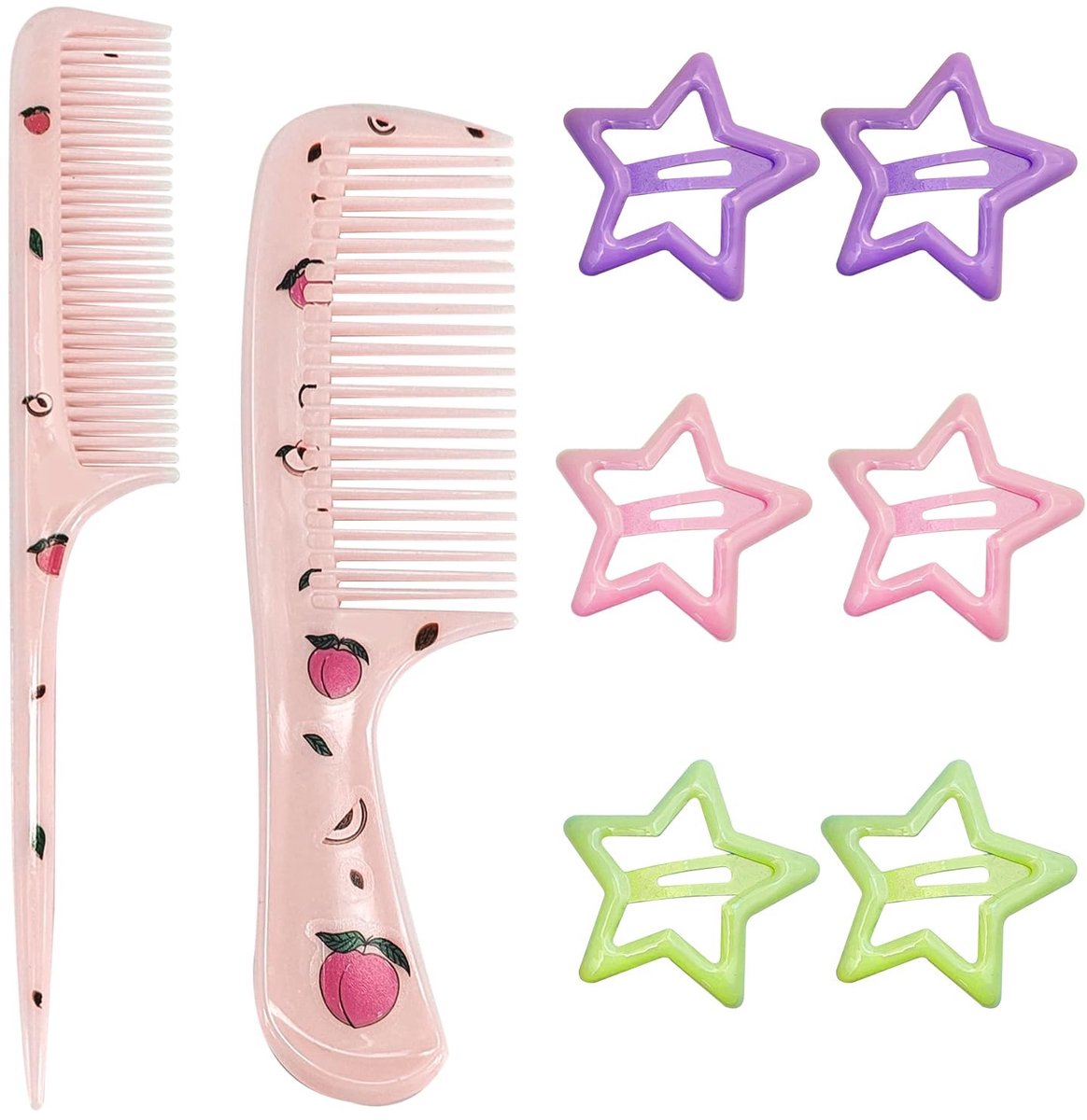 Dailygoods - Kam voor Kinderen met 6 Haarspelden - Mini-Kam voor Krullend Haar