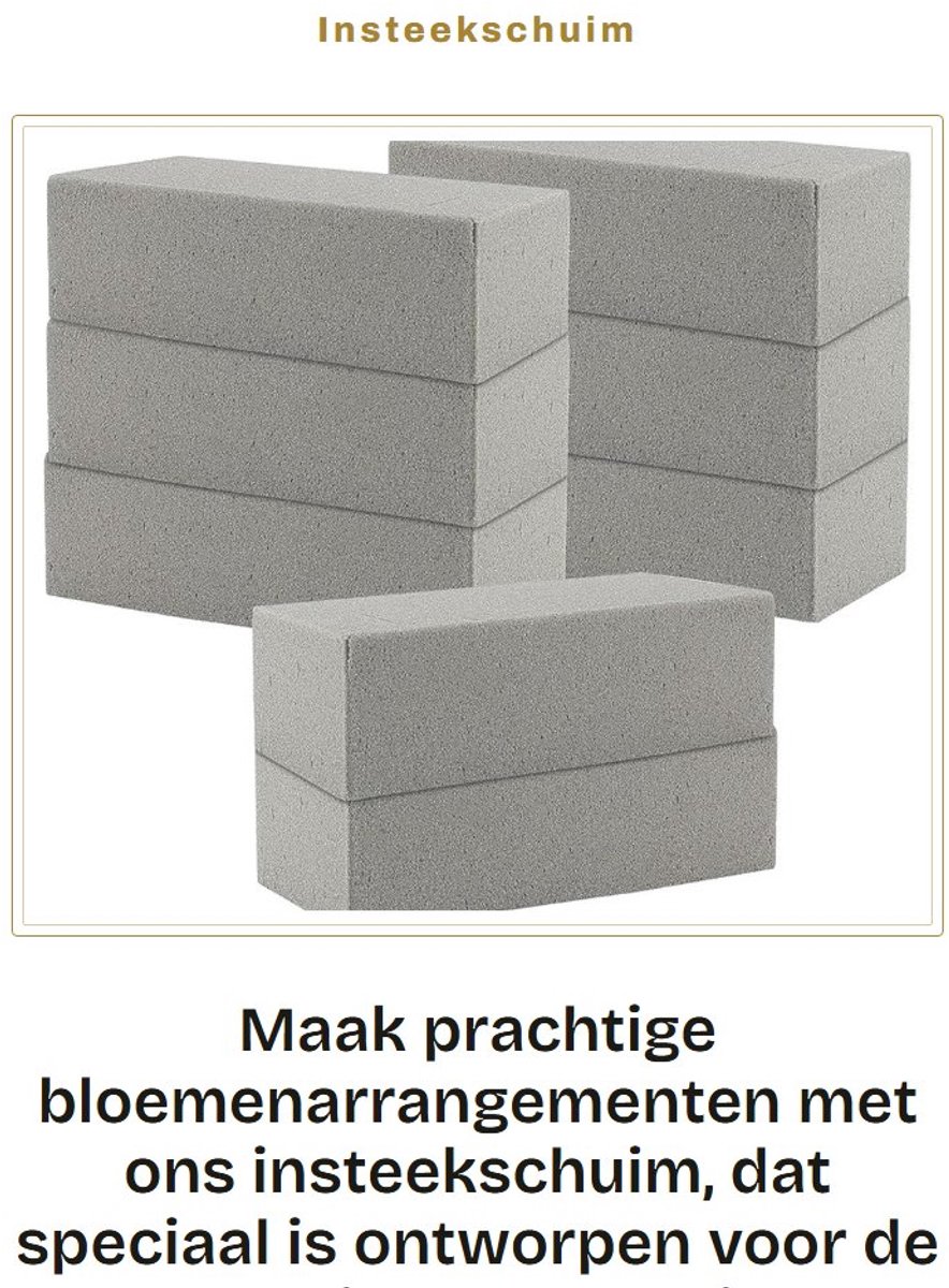 Dailygoods- Steekschuim 8 Stuks - 23 x 11 x 7 cm - Grijs - Bloemstekermassa - Steekspons - Waterretentie Eigenschappen - Bloemschuim