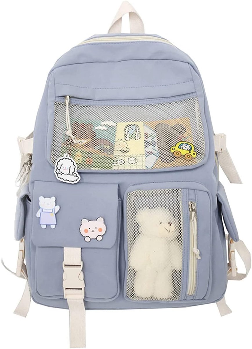 YAGXIG Leuke Rugzak - Schooltas - Rugzak - Rugzak voor meisjes - Blauw - Canvas Rugzak - Cadeau voor de start van het schooljaar - Rugzak voor studenten