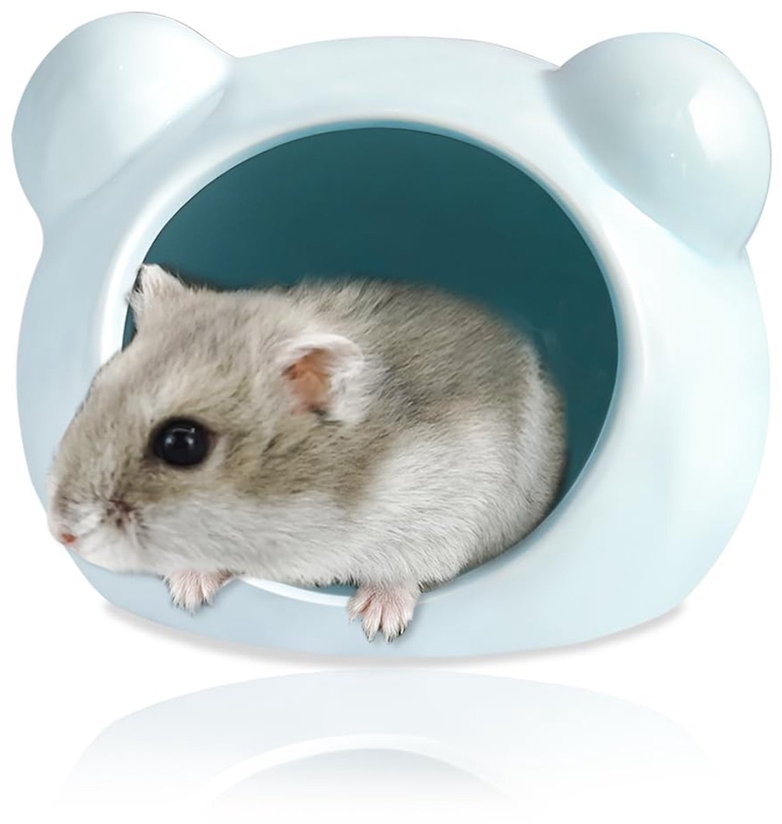 Dailygoods - Keramische hamsterhuis - halfgesloten schuilplaats - blauw - leuk habitatnest - geschikt voor dwerghamsters - knaagdieren